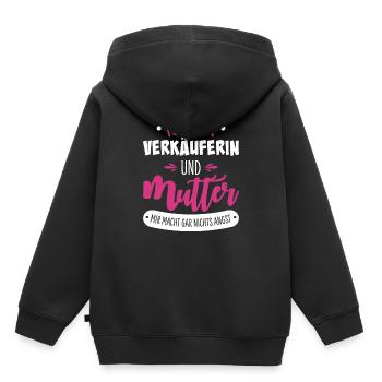 Verkäuferin Mutter - Kinder Premium Organic Hoodie - Schwarz - Hinten - AI Model Kid Male (0cm)