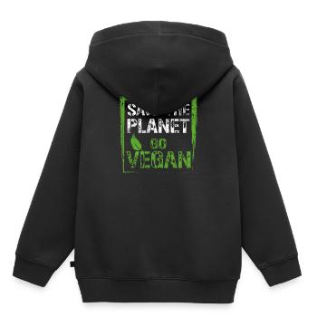 Vegan Umweltschutz - Kinder Premium Organic Hoodie - Schwarz - Hinten - AI Model Kid Male (0cm)