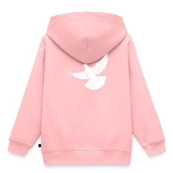 Taube - Kinder Premium Organic Hoodie - Rosa - Hinten - AI Model Kid Female (0cm)