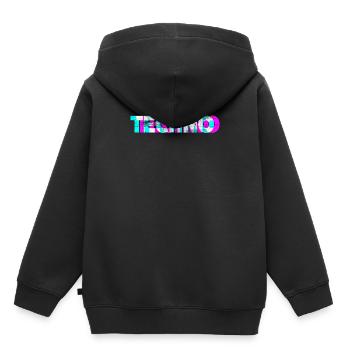 Techno - Kids Premium Organic Hoodie - black - Back - AI Model Kid Male (0cm)
