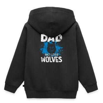 Wolf Papa - Kids Premium Organic Hoodie - black - Back - AI Model Kid Male (0cm)