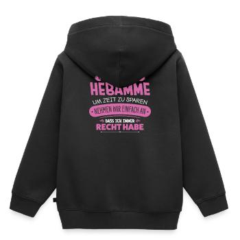 Hebamme - Kinder Premium Organic Hoodie - Schwarz - Hinten - AI Model Kid Male (0cm)