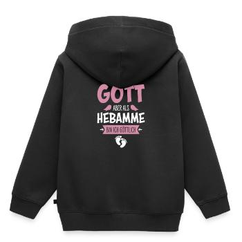 Sage-femme - Sweat Premium à capuche enfant bio - noir - Dos - AI Model Kid Male (0cm)