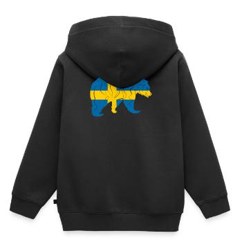 Suède - Sweat Premium à capuche enfant bio - noir - Dos - AI Model Kid Male (0cm)