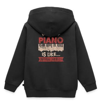 Klavier - Kinder Premium Organic Hoodie - Schwarz - Hinten - AI Model Kid Male (0cm)
