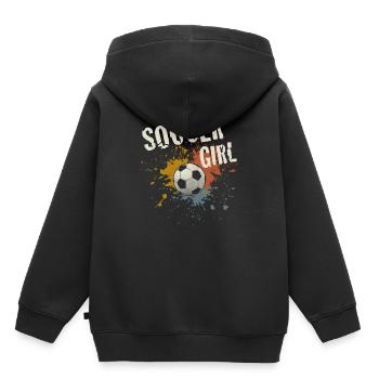 Fußball Mädchen - Kinder Premium Organic Hoodie - Schwarz - Hinten - AI Model Kid Male (0cm)