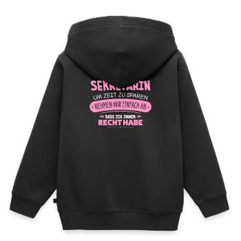 Sekretärin - Kinder Premium Organic Hoodie - Schwarz - Hinten - AI Model Kid Male (0cm)