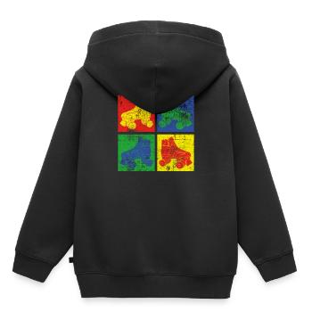 Patin à roulettes - Sweat Premium à capuche enfant bio - noir - Dos - AI Model Kid Male (0cm)