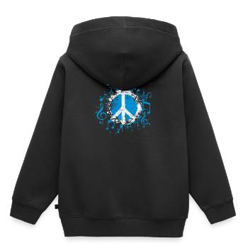 Peace Musique Paix - Sweat Premium à capuche enfant bio - noir - Dos - AI Model Kid Male (0cm)