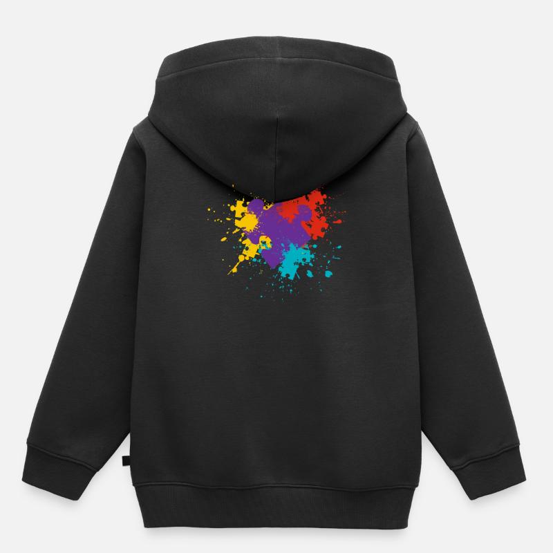 Puzzle - Sweat Premium à capuche enfant bio - noir