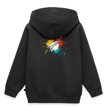 Papierflieger Pilot - Kinder Premium Organic Hoodie - Schwarz - Hinten - AI Model Kid Male (0cm)