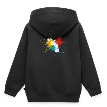 Fuß - Kinder Premium Organic Hoodie - Schwarz - Hinten - AI Model Kid Male (0cm)