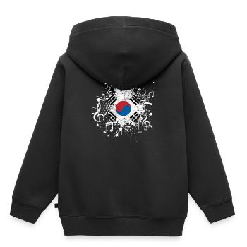 Corée du Sud Musique Corée - Sweat Premium à capuche enfant bio - noir - Dos - AI Model Kid Male (0cm)
