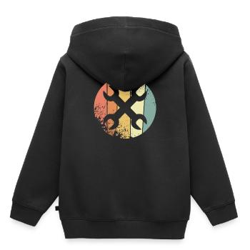 Outil rétro - Sweat Premium à capuche enfant bio - noir - Dos - AI Model Kid Male (0cm)