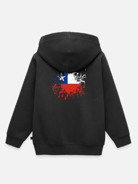 Chile Flagge Musik - Kinder Premium Organic Hoodie - Schwarz