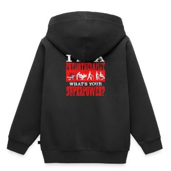 physiothérapeute - Sweat Premium à capuche enfant bio - noir - Dos - AI Model Kid Male (0cm)