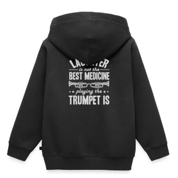 Trompette trompette - Sweat Premium à capuche enfant bio - noir - Dos - AI Model Kid Male (0cm)