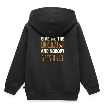 Schokolade - Kinder Premium Organic Hoodie - Schwarz - Hinten - AI Model Kid Male (0cm)
