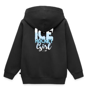 Eishockey Mädchen - Kinder Premium Organic Hoodie - Schwarz - Hinten - AI Model Kid Male (0cm)