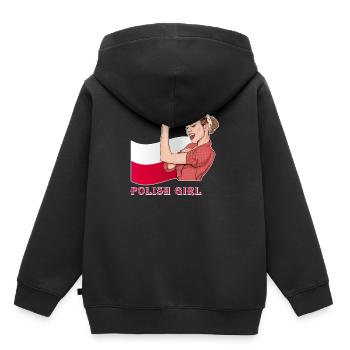 Polish girl Poland | Poland flag | I Love Poland - Sweat Premium à capuche enfant bio - noir - Dos - AI Model Kid Male (0cm)