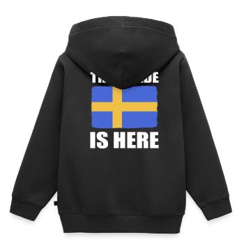 Suède Suédois - Sweat Premium à capuche enfant bio - noir - Dos - AI Model Kid Male (0cm)