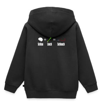 Smart + poireau = tuyau - Sweat Premium à capuche enfant bio - noir - Dos - AI Model Kid Male (0cm)