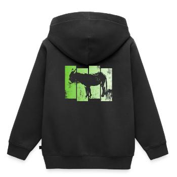 Âne Drôle de crinière sabots de chevalage - Sweat Premium à capuche enfant bio - noir - Dos - AI Model Kid Male (0cm)