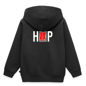 hip hop, rap, musique - Sweat Premium à capuche enfant bio - noir - Dos - AI Model Kid Male (0cm)