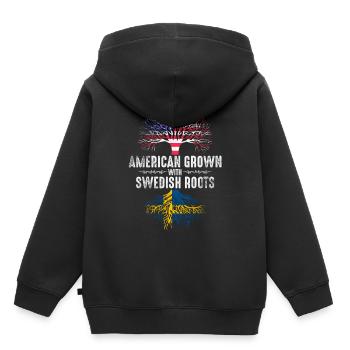 Américains d’origine suédoise - Sweat Premium à capuche enfant bio - noir - Dos - AI Model Kid Male (0cm)