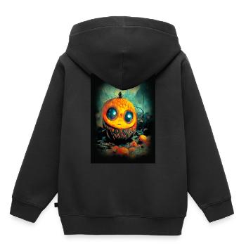 Halloweenkürbis mit großen Kulleraugen - Kinder Premium Organic Hoodie - Schwarz - Hinten - AI Model Kid Male (0cm)