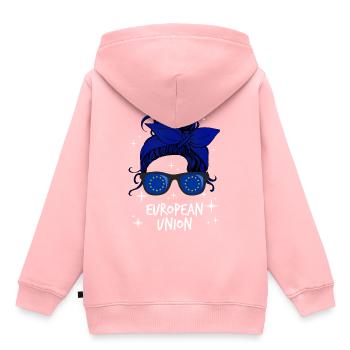 Europäische Union - Kinder Premium Organic Hoodie - Rosa - Hinten - AI Model Kid Female (0cm)