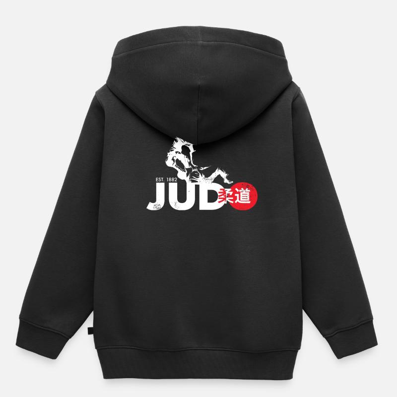 judo - Sweat Premium à capuche enfant bio - noir