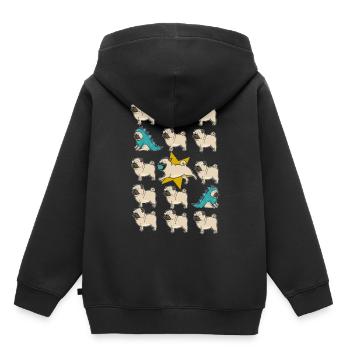Mops Fun - Premium børne hættetrøje økologisk - sort - Bagpå - AI Model Kid Male (0cm)