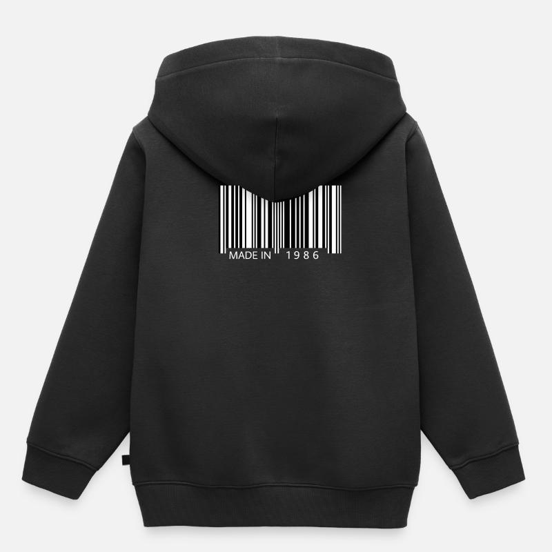 Made in 1986 Barcode Geschenk - Kinder Premium Organic Hoodie - Schwarz