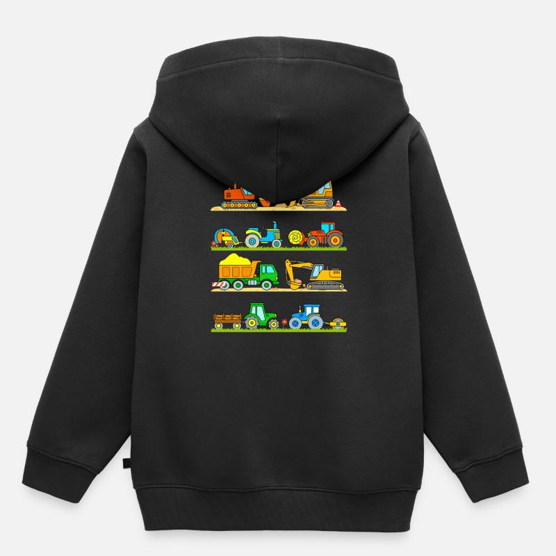Tracteurs Excavatrices Véhicules - Sweat Premium à capuche enfant bio - noir