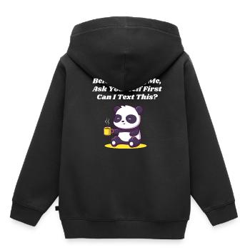 Before you call me, ask yourself introverti - Kids Premium Organic Hoodie - black - Back - AI Model Kid Male (0cm)