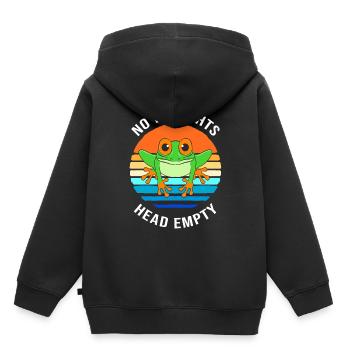 Frosch Laubfrosch - Kinder Premium Organic Hoodie - Schwarz - Hinten - AI Model Kid Male (0cm)