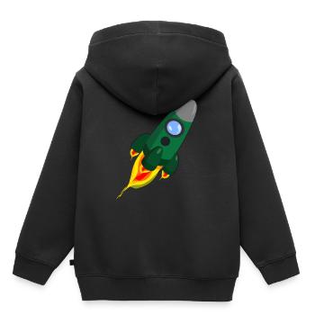 Rakete - Kinder Premium Organic Hoodie - Schwarz - Hinten - AI Model Kid Male (0cm)