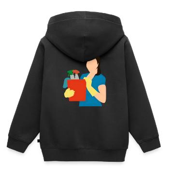 Nettoyage Nettoyage Nettoyage dame balai wischmop38 - Sweat Premium à capuche enfant bio - noir - Dos - AI Model Kid Male (0cm)