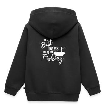 Angeln - Kinder Premium Organic Hoodie - Schwarz - Hinten - AI Model Kid Male (0cm)