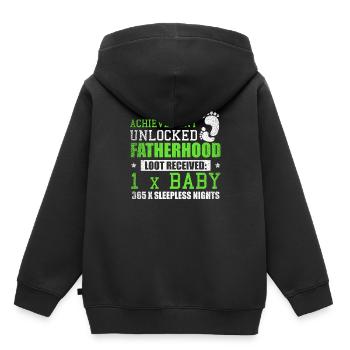 Fatherhood Baby Sleepless Nights Gift - Kids Premium Organic Hoodie - black - Back - AI Model Kid Male (0cm)