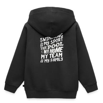 swim swimming - Kids Premium Organic Hoodie - black - Back - AI Model Kid Male (0cm)