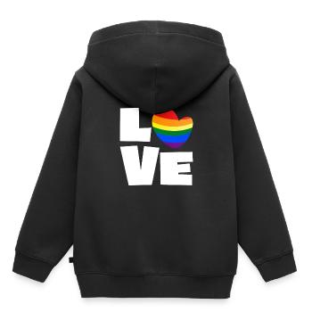 LGBT Gay Pride Herz Heart Regenbogen Liebe Love - Kinder Premium Organic Hoodie - Schwarz - Hinten - AI Model Kid Male (0cm)