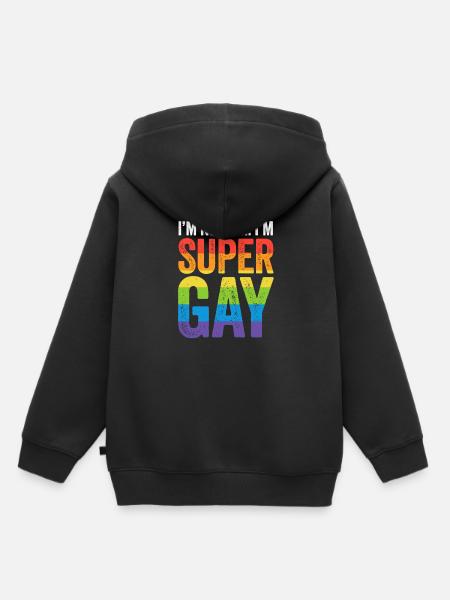 No soy gay. Soy camiseta super gay - Orgullo LGBTQ - Premium børne hættetrøje økologisk - sort