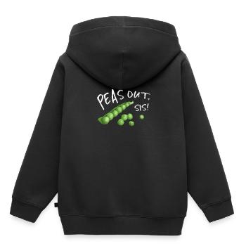Cadeau végétalien pois pois soeur drôle - Sweat Premium à capuche enfant bio - noir - Dos - AI Model Kid Male (0cm)