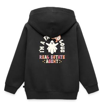 Faboolous Immobilienmakler Halloween Retro - Kinder Premium Organic Hoodie - Schwarz - Hinten - AI Model Kid Male (0cm)