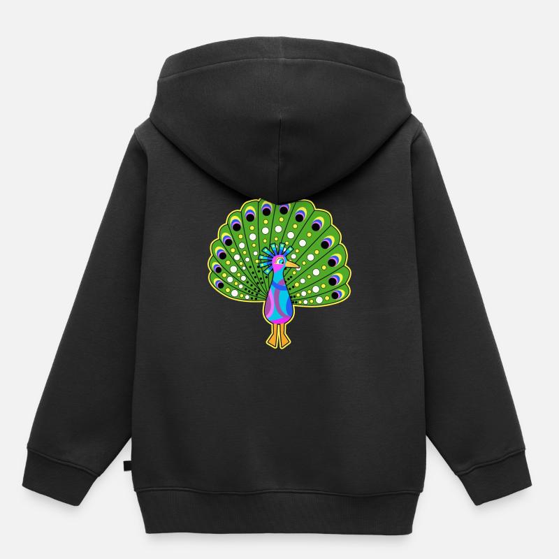 Pfau Comic Rad bunt Fun Shirt Kinder Geschenk Idee - Kinder Premium Organic Hoodie - Schwarz