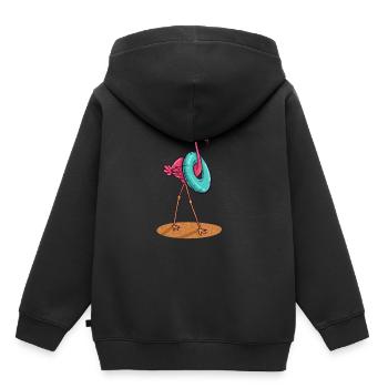 Flamingo Natation De bain de soleil nageur cadeau - Sweat Premium à capuche enfant bio - noir - Dos - AI Model Kid Male (0cm)