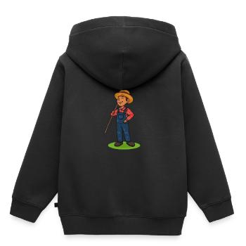 Cadeau de fourche Farmer Farmer Funshirt Kids - Sweat Premium à capuche enfant bio - noir - Dos - AI Model Kid Male (0cm)