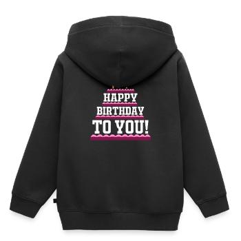 Gâteau d'anniversaire cadeau rétro joyeux anniversaire - Sweat Premium à capuche enfant bio - noir - Dos - AI Model Kid Male (0cm)